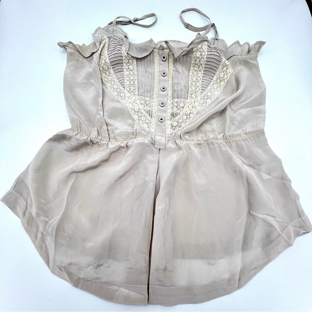 Rebecca Taylor 100% Silk Spaghetti Straps Blouse